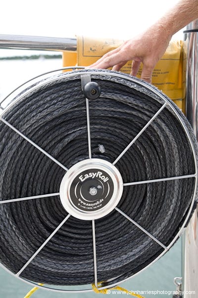 An Easyroll line reel with Dyneema rope