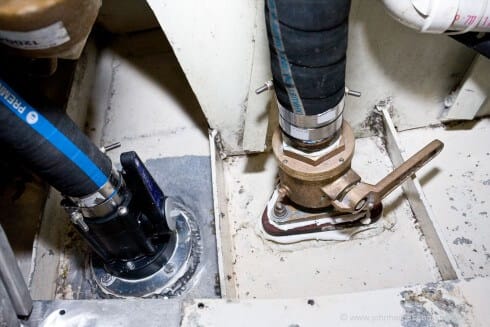 The completed task. Who knew that it could be that difficult! If Forespar had given us just a little more flange width and had thought to offset the handle from the mounting holes, it would have been a whole lot easier.