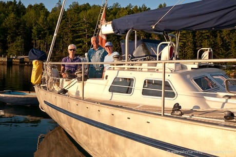 Tony and Coryn Gooch on aluminum expedition sailboat Taonui. JHHGH1-1020289