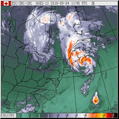 Satellite image of Tropical Storm Earl over Nova Scotia image