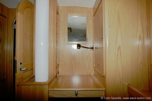 We were able to include a small writing desk and vanity unit at the head of the bunk in the forecabin, which is very handy for times when peace and quiet is needed for writing.