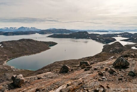 Expedition Sailboat Morgan's Cloud in an anchorage in West Greenland