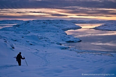 Phyllis skiing near Aasiaat Greenland in December JHHGH1_1010178