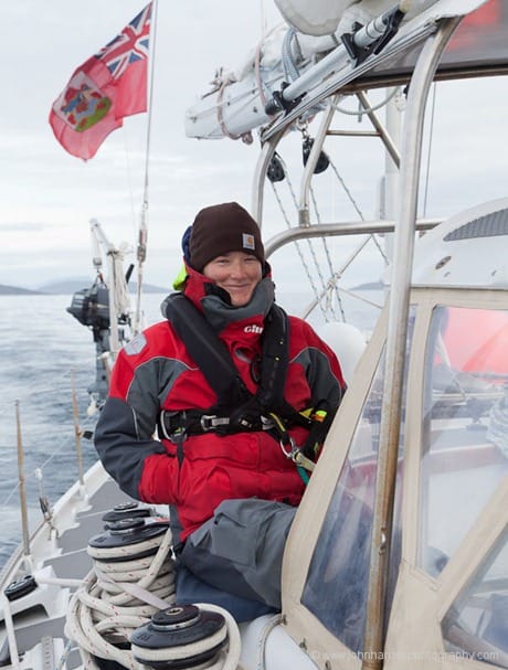 Hannah Gray on ice watch on Morgan's Cloud off the coast of Labrador JHH5II-12512