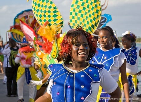 A dancer at the New Years Day Junkanoo festival, Green Turtle Cay, Bahamas A dancer at the New Years Day Junkanoo festival.