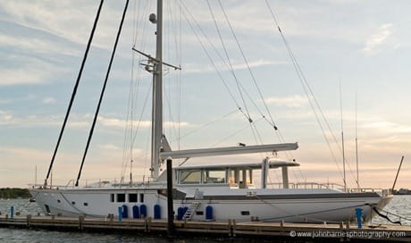 Sailboat Diamond For Ever tied to dock, looking at port side JHHG3-1000282