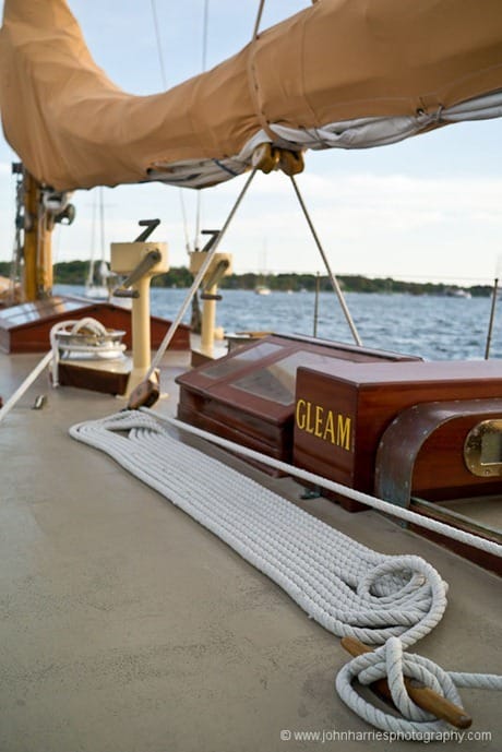 Detail of 12 m sailboat Gleam's deck JHHG3-1000274
