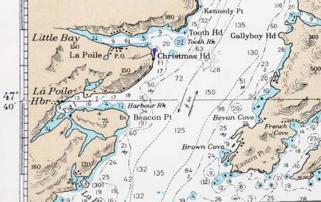 Marine chart showing detail from LaPoile Bay, Newfoundland.