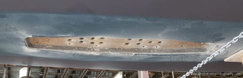 Repaired damaged area on sailboat keel to hull joint JHH5II-19473