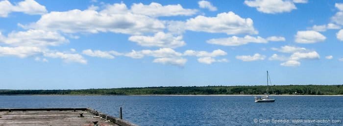 Summer’s here! Pèlerin at anchor, McNutt’s Island.