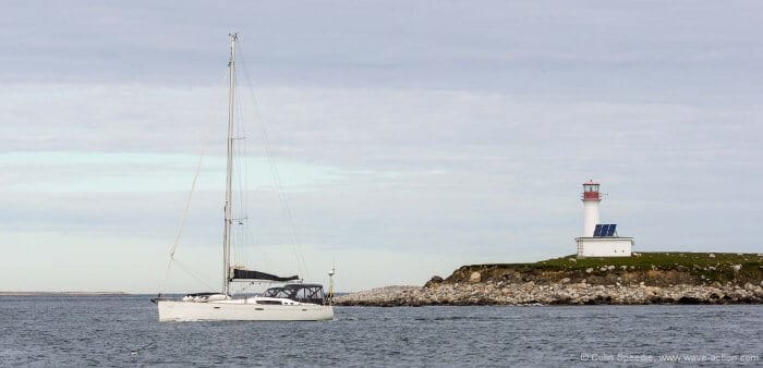 Another sailboat racing through the Tuskets with the tide.