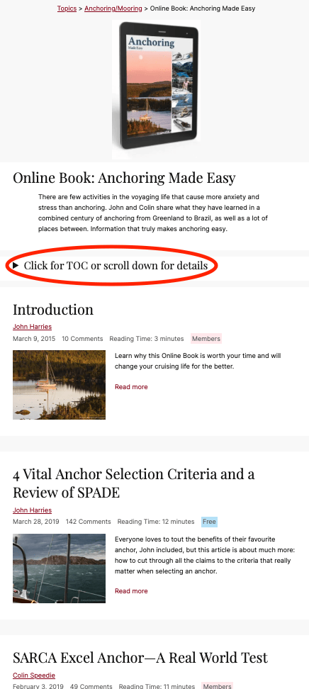 Summary Table of Contents